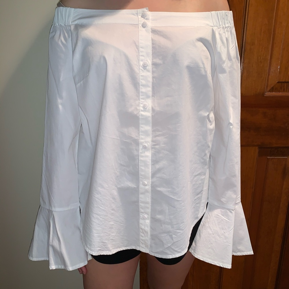 Off the shoulder button up